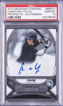 2010 Bowman Sterling Prospects Autograph #BSPCY Christian Yelich Signed Card - PSA GEM MT 10 